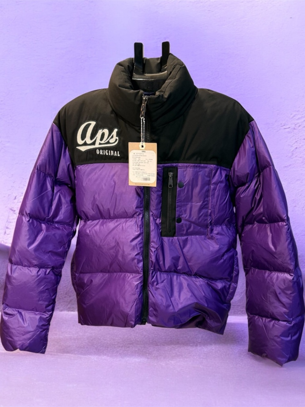 AlphaStyle Purple Black Duck Down Puffer Jacket Men’s Size M NWT